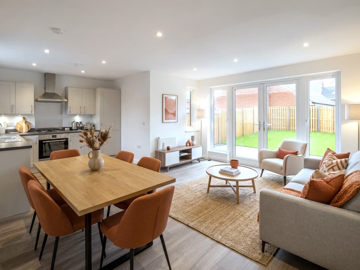 The same kitchen diner, virtually staged